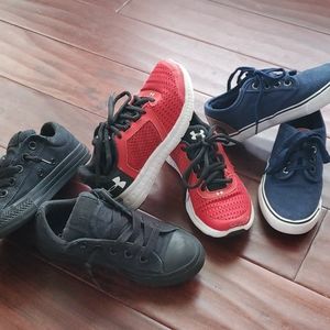 Boys lot of shoes Under Armour and Converse sz 13